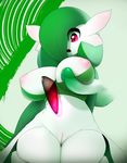  2014 anthro big_breasts breasts disembodied_penis duo female gardevoir green_penis hi_res humanoid inverted_nipples male nintendo nipples open_mouth penis plantpenetrator pok&eacute;mon red_eyes straight video_games 