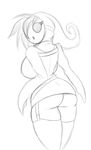  big_breasts breasts butt digital_drawing_(artwork) fan_character female garter garter_straps jrvanesbroek legwear looking_at_viewer looking_back mario_bros mask monochrome nintendo shyguy side_boob sketch solo stockings video_games 