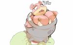  big_breasts breasts dialogue english_text female looking_down mega_evolution mega_slowbro nintendo nipples pok&eacute;mon shamelesss shell slowbro solo text video_games 