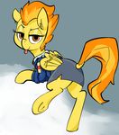  2014 equine female feral friendship_is_magic fur hair looking_at_viewer mammal mcsweezy my_little_pony orange_hair pegasus solo spitfire_(mlp) tongue tongue_out two_tone_hair wings wonderbolts_(mlp) yellow_fur 