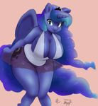  anthro big_breasts blue_eyes blue_fur blue_hair breasts chubby cleavage clothed clothing cutie_mark equine feathers female friendship_is_magic fur hair hooves horn huge_breasts lizombie long_hair looking_at_viewer mammal my_little_pony presenting princess_luna_(mlp) smile solo standing stingray970 thick_thighs wide_hips winged_unicorn wings 