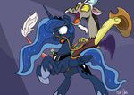  2014 cute discord_(mlp) draconequus equine female feral friendship_is_magic horn horse male mammal mistydash my_little_pony princess_luna_(mlp) winged_unicorn wings 