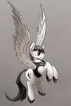  2014 black_hair equine fan_character feral fur grey_background hair hooves male mammal my_little_pony pegasus plain_background red_eyes solo underpable white_fur wings 