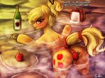  2014 alternate_hairstyle anus apple applejack_(mlp) biting_lip blonde_hair blush bottle butt clitoris cutie_mark earth_pony equine eyelashes female feral freckles friendship_is_magic fruit fur green_eyes hair hi_res horse hot_spring insertion looking_at_viewer lumineko mammal my_little_pony orange_fur penetration pony pussy smile solo sweat vaginal vaginal_insertion vaginal_penetration water 