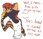  anthro beelzemon_(artist) clothing comic dialogue english_text fan_character ga&euml;l_the_scrafty male nintendo pok&eacute;mon scrafty shirt solo tank_top text video_games 