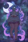  2014 anthro anthrofied big_breasts bow breasts chubby clothing corset equine female friendship_is_magic hair horn legwear lipstick long_hair looking_at_viewer mammal my_little_pony navel necklace nipples onnanoko panties princess_luna_(mlp) solo stockings thick_thighs underwear unicorn 