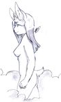  anthro breasts butt cloud female hair jroy101 lagomorph long_hair looking_at_viewer mammal nipples nude pencil pencil_(artwork) princess queen rabbit royalty smoke solo thunder traditional_media_(artwork) 