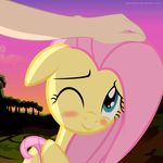  2014 blush cute equine female feral fluttershy_(mlp) friendship_is_magic horse human mammal my_little_pony pegasus ponyecho smile wings 