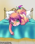  ambiguous_gender bed bed_sheet dragon horn long_tail looking_at_viewer on_bed pillow ru_(rudragon) terdburgler young 