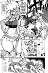  anthro big_breasts breasts canine clothed clothing comic english_text female hair kemono kemonono long_hair male mammal monochrome mother nipples parent son text wolf 
