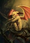  anthro audrarius bat_pony equine female flutterbat_(mlp) fluttershy_(mlp) friendship_is_magic fur hair mammal my_little_pony nude pegasus pink_hair pussy red_eyes solo wings yellow_fur 