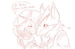  &lt;3 angry anthro anthrofied arguing beelzemon_(artist) cursing duo english_text face_grab face_to_face fan_character ga&euml;l_the_scrafty greninja luce_the_greninja male monochrome nintendo pok&eacute;mon scrafty sketch teeth text video_games 