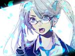  aqua_eyes aqua_hair bad_id bad_pixiv_id bespectacled formal glasses hatsune_miku horiizumi_inko long_hair necktie open_mouth solo suit tongue twintails vocaloid 