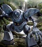  gogg gundam jungle mecha mobile_suit_gundam nature no_humans rainforest robot solo swamp water waterfall wet 