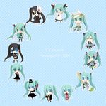  apple aqua_eyes aqua_hair art_brush black_dress black_eyes black_hair black_rock_shooter black_rock_shooter_(character) blue_eyes chibi closed_eyes coat dress fang flower food fox_mask fruit full_body hajimete_no_koi_ga_owaru_toki_(vocaloid) hat hatsune_miku hatsune_miku_no_shoushitsu_(vocaloid) headphones koi_wa_sensou_(vocaloid) long_hair magnet_(vocaloid) mask megaphone melt_(vocaloid) mini_hat mini_top_hat miracle_paint_(vocaloid) mui multiple_girls multiple_persona musunde_hiraite_rasetsu_to_mukuro_(vocaloid) paintbrush romeo_to_cinderella_(vocaloid) saihate_(vocaloid) scarf skirt smile songover spica_(vocaloid) thighhighs top_hat twintails v vocaloid world_is_mine_(vocaloid) 