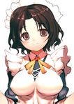  bad_id bad_pixiv_id breasts brown_eyes brown_hair cleavage large_breasts maid rondo_bell short_hair solo to_heart_2 