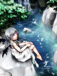  barefoot doll_joints feet from_above kakashichi long_hair nature pink_eyes rozen_maiden silver_hair solo suigintou water wings 