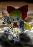  alice_margatroid blonde_hair blue_eyes book doll goliath_doll hairband hashimoto long_hair short_hair string sword touhou weapon 