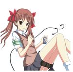  bad_id bad_pixiv_id brown_eyes brown_hair hair_ribbon katayuki long_hair ribbon school_uniform shirai_kuroko skirt smile solo thigh_strap to_aru_majutsu_no_index twintails 