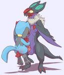  ambiguous_gender balls blush duo feral feral_on_feral hollo_nut male multi_cock nintendo noivern oral penis penis_riding pok&eacute;mon riolu size_difference thigh_sex video_games 