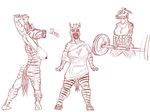  absurd_res anthro bottomless breasts clothed clothing equine female half-dressed hi_res human_feet mammal monochrome nipples open_mouth plain_background sketch smile smoaer sports_bra stretching white_background yawn zebra 
