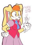  anthro disapproval dress english_text female finger_wag front_view gloves hair hands_on_hips hypocrite lagomorph long_ears mammal open_mouth orange_eyes orange_hair rabbit sega sonic_(series) standing text vanilla_the_rabbit wagging_finger wide_hips 