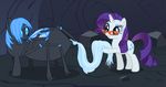  2013 arachnid arthropod blue_eyes blue_hair cave cutie_mark diamond drider equine eyewear female friendship_is_magic glasses hair horn horse mammal my_little_pony pony purple_hair rarity_(mlp) rock silk spider steampoweredstallion unicorn 