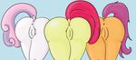  2014 absurd_res anthro anus apple_bloom_(mlp) bent_over butt equine female friendship_is_magic fur group hair hi_res horn mammal my_little_pony orange_fur pegasus presenting presenting_hindquarters purple_tail pussy red_tail scootaloo_(mlp) sweetie_belle_(mlp) swoge unicorn white_fur wings yellow_fur 