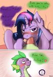  anger_vein blush dialogue dragon ear_grab english_text equine female feral friendship_is_magic horn horse i_am_nude male mammal my_little_pony oral penis scalie sex speech_bubble spike_(mlp) straight sucking sweat text twilight_sparkle_(mlp) wer winged_unicorn wings 