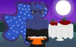  anthro anthrofied breasts bush candy dnantti_(artist) dress equine female friendship_is_magic glass grass halloween holidays horn mammal moon moonlight my_little_pony night outside princess_luna_(mlp) punch solo star starry_sky table unicorn 