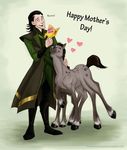  &lt;3 briannacherrygarcia child clothed clothing cute duo english_text equine feral holidays horse human humor inside_joke loki_(marvel) male mammal marvel mother&#039;s_day multi_limb multiple_legs norse_mythology parent sleipnir text young 