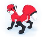  2014 all_fours anthro anus blue_eyes breasts canine female fox fur hair kwik looking_back mammal nude presenting pussy raised_tail red_fur red_hair side_boob solo 