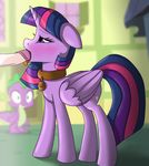  bestiality blush collar equine female feral friendship_is_magic group hi_res horn human human_on_feral humanoid_penis interspecies male mammal my_little_pony oral penis sex solo_focus spike_(mlp) straight tongue twilight_sparkle_(mlp) twistedscarlett60 winged_unicorn wings 