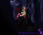  apple_bloom_(mlp) blood cub dead equine female feral friendship_is_magic fur hair horse mammal miz-jynx my_little_pony orange_eyes pony red_eyes red_hair scarf story_of_the_blanks tree undead yellow_fur young zombie 