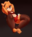  anthro arms_behind_head canine clothed clothing lagalamel legwear male mammal navel smile solo stockings switch_(pakobutt) 