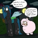  2014 changeling costume dialogue duo english_text equine fan_character female fluffle_puff friendship_is_magic halloween holidays horn horse male mammal my_little_pony pegasus queen_chrysalis_(mlp) strangerdanger text unicorn wings 