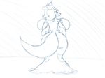  anthro back big_breasts big_butt blush breast_grab breasts butt bxulnooxgard delphox female huge_breasts huge_butt hyper hyper_breasts looking_at_viewer monochrome nintendo pok&eacute;mon rear_view video_games wide_hips 