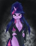  abstract_background ambris anthro bedroom_eyes blush breasts clothing costume dress elvira equine female friendship_is_magic fur hair hooves horn long_hair looking_at_viewer mammal my_little_pony purple_eyes purple_fur purple_hair smile solo standing twilight_sparkle_(mlp) two_tone_hair unicorn 