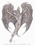  2001 amber_eyes anklet anthro armband bat bracelet breasts claws dark_natasha ear_piercing female fur furry-specific_piercing grey_fur jewelry mammal navel necklace nude piercing plain_background solo toe_claws white_background wings 