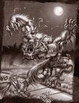  angry canine claws clothing full_moon garou male mammal moon muscles rage ron_spencer teeth torn_clothing transformation tree were werewolf 