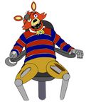  animatronic anthro charrua chris_chan_(character) clothing cosplay eye_patch eyewear five_nights_at_freddy&#039;s foxy_(fnaf) heterochromia machine male mechanical parody plain_background robot shirt sitting solo sonichu white_background 