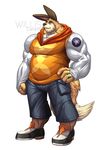  anthro belly biceps canem canine captain_america chubby clothing fur green_lantern hoodie lagomorph looking_at_viewer male mammal marvel muscles pants pecs rabbit shirt shoes smile solo willis wolf wolfie wolfiecanem 