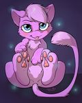  2014 ambiguous_gender anthro barefoot big_feet cute edit fur hair happy kimbasnowpaw legendary_pok&eacute;mon looking_at_viewer mew nintendo nude pawpads paws pok&eacute;mon sharp_teeth short_hair sitting smile solo teeth tongue tongue_out video_games 