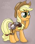  applejack_(mlp) cowboy_hat cutie_mark earth_pony equine female feral freckles friendship_is_magic green_eyes gun hat holster horse mammal my_little_pony pistol pony ranged_weapon sketch smudge_proof solo the_clopping_dead weapon 