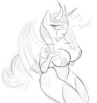  2014 anthro anthrofied areola black_and_white breasts cleavage clothed clothing corset cutie_mark digital_drawing_(artwork) equine female friendship_is_magic horn jrvanesbroek legwear looking_at_viewer mammal membranous_wings monochrome my_little_pony nipples princess_cadance_(mlp) sketch solo stockings three-quarter_portrait winged_unicorn wings 