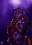  2014 anthro breasts canine couple darksilver duo female fox green_eyes hug looking_at_viewer male mammal nude side_boob straight wolf yellow_eyes 