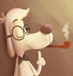  bigger_version_at_the_source bow_tie canine dog eyes_closed eyewear fur glasses male mammal mr._peabody mr._peabody_and_sherman smile smoke solo tobacco_pipe what-the-wabac white_fur 