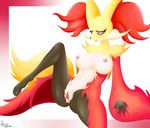  2014 after_sex anthro areola big_breasts blush breasts canine cum cum_in_pussy cum_inside delphox female fox fur inner_ear_fluff mammal nintendo nipples nude pok&eacute;mon pussy red_eyes ricocake solo video_games 