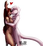  &lt;3 2014 against_wall albino anthro antlers blush breasts clover_(jackelope) couple duo female fluff fluffy fur fuzzy hair horn jackalope karen_(weasel) lagomorph leaning lesbian love mammal mustelid nude open_mouth plain_background red_eyes romantic sensual smile standing symmetry temrin weasel white_fur 