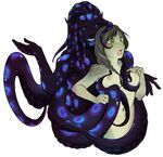 blue_eyes blush breasts cephalopod duo female green_eyes male marine nipples octopus open_mouth reptile scalie smile snake tongue tylowell 